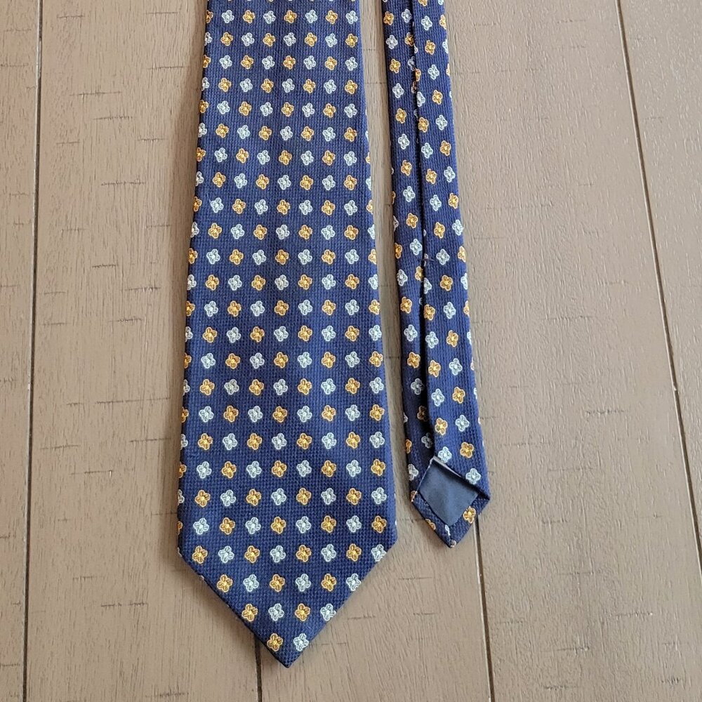JACOBS ROBERTS MADE IN U.S.A. BLUE/ORANGE FLORAL TIE - 100% SILK